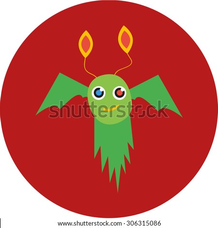 Vector illustration of isolated cute cartoon alien monster on a colorful background