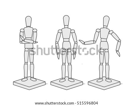 Line Wooden Mannequin Stock Vector Illustration 515596804 : Shutterstock