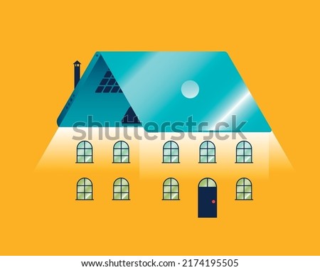 House with a roof made of a laptop Smart working and working from home concept.Vector illustration