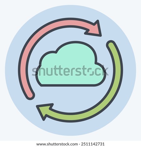 Icon Cloud Reload. related to Network symbol. color mate style. simple illustration