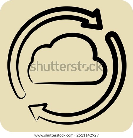 Icon Cloud Reload. related to Network symbol. hand drawn style. simple illustration