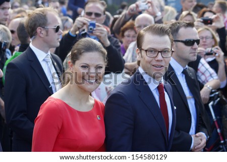 BERLIN-MAY 27, 2011 : Crown Princess Victoria of Sweden with Prince Daniel of Sweden during an official visit at the Pariser Platz in Berlin.