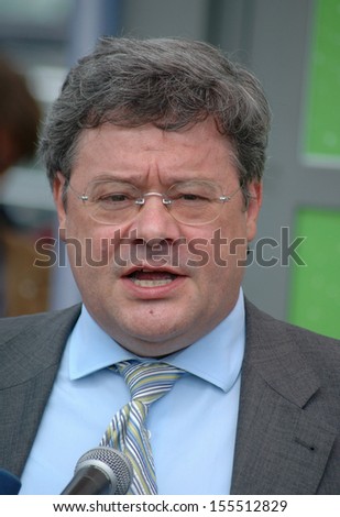 AUGUST 1, 2005 - BERLIN: Reinhard Buetikofer at an election rally of the Green Party in Berlin.