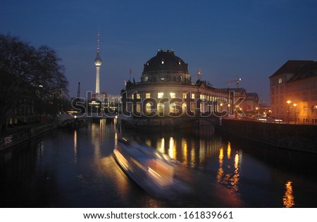 MARCH 2007 - BERLIN: television tower, the Bode Museum on the museum island (\