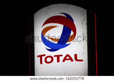 NOVEMBER 2013 - BERLIN: brands: the logo of the oil company Total, Berlin.
