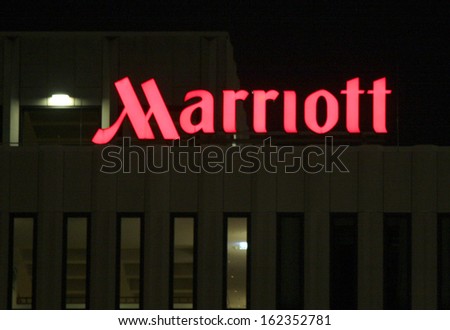 NOVEMBER 2013 - BERLIN: brands: the logo of the hotel chain Marriot, Berlin.