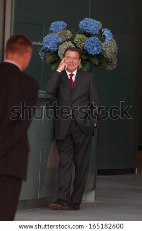 SEPTEMBER 8, 2005 - BERLIN: German Chancellor Gerhard Schroeder waiting for the arrival of his guest in the Chanclery in Berlin.