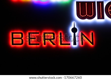 NOVEMBER 2013 - BERLIN: logo/ electronic sign for \
