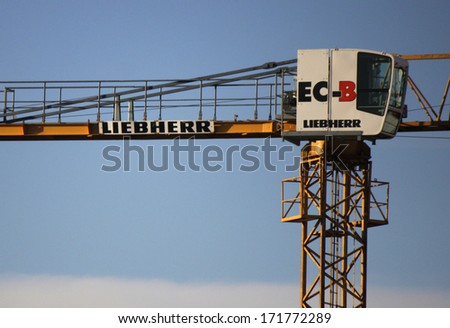 DECEMBER 2013 - BERLIN: a crane of the \