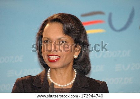 FEBRUARY 21, 2007 - BERLIN: Condoleezza Rice at a press conference after a meeting with the German Foreign Minister in Berlin.