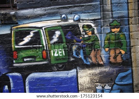 JULY 2010 - BERLIN: street art/ graffiti, Berlin-Friedrichshain.