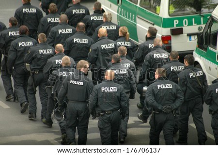 IMAY 1, 2010 - BERLIN: riot police forces at a demonstration of the right wing party \