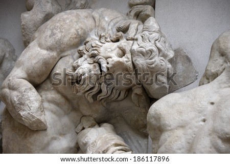 CIRCA JUNE 2013 - BERLIN: a detail of the relief on the Pergamonaltar in the Pergamon Museum in Berlin.