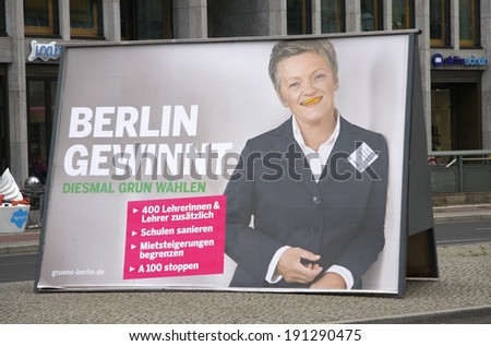 CIRCA SEPTEMBER 2011 - BERLIN: an election poster of the Green candidate for governing mayor of Berlin, Renate Kuenast for the upcoming elections for the city parliament of Berlin.