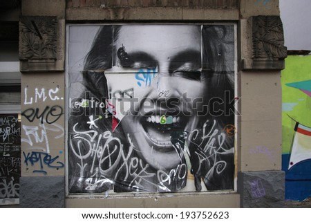 CIRCA DECEMBER 2012 - BERLIN: Street art and Graffities on a house fassade in the Kreuzberg district of Berlin.