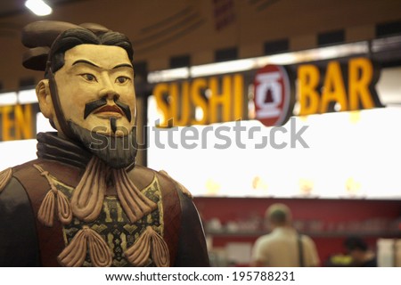 CIRCA MAY 2014 - BERLIN: a figure with the original painting - replicas of the ancient Chinese \