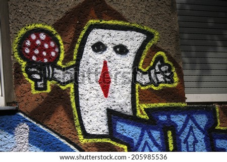 CIRCA JUNE 2014 - BERLIN: Street art/ Graffiti: Sponge Bob, Berlin.