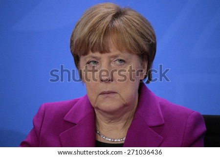 MARCH 11, 2015 - BERLIN: German Chancellor Angela Merkel at a press conference after a meeting with leaders of global financial institutions, Chanclery, Berlin.