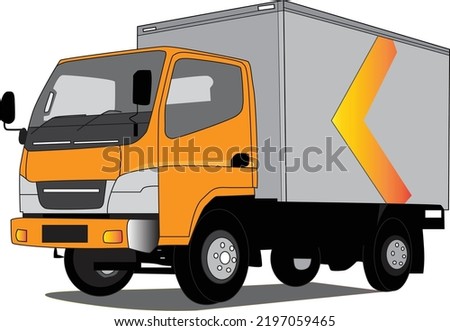 yellow box truck art design vector template