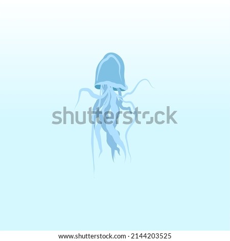 set of meduza flat vector illustration isolated on gradient background. set of flat Jellyfish vector illustration