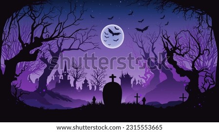 Purple Cemetery halloween background banner