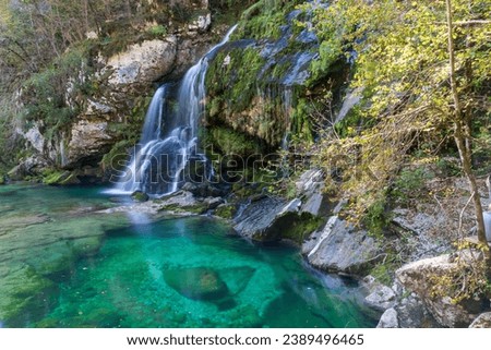 Virje waterfall, slap Virje, in Slovenia near Bovec. Julian Alps. Stock fotó © 