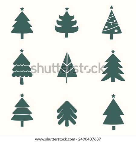 Illustration of christmas trees flat design