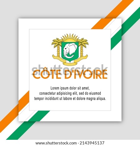 Ivory Coast Independence Day Celebration Illustration with Ivory Coast Flag and Coat of Arms.