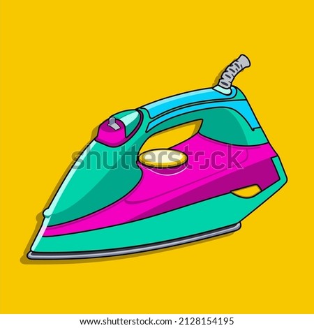 Vector illustration of Electrical Iron, Ironing Clothes  in colorfull retro style, bright color retro style. An object suitable for summer time Stock foto © 