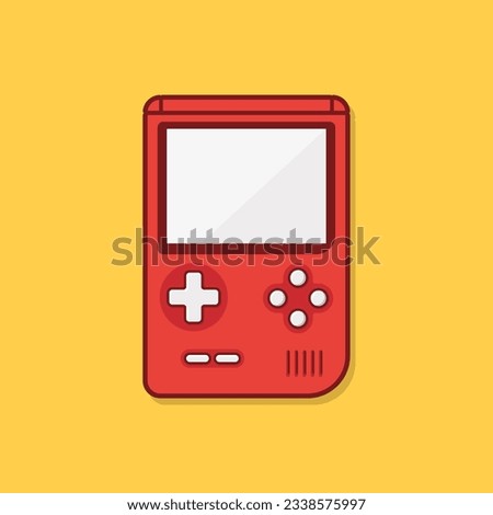 Old Gameboy Console Cartoon Vector Illustration. Gaming Joystick Concept Vector. Cartoon images for icons, coloring book, backgrounds, and more. Flat Cartoon Style
