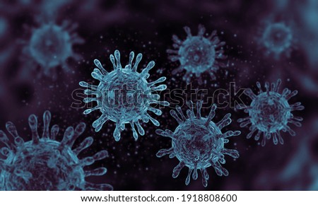 Virus illustration. Dangerous virus. Medical illustration. Biohazard. Coronavirus 2019-ncov flu. 3d illustration. A high resolution. Blue color.