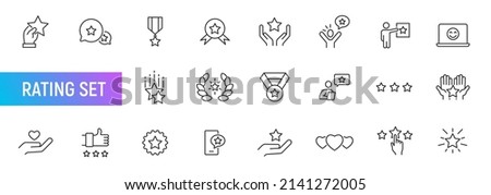 Star vector premium quality line icon set. Review rate star award value best quality icon trophy vector sign