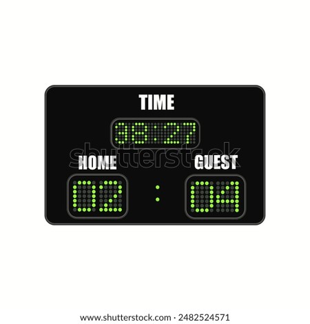 Scoreboard with soccer time and football match result display vector illustration