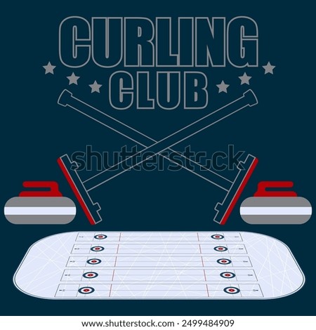 Curling game logo vector illustration, Logo for curling sport team. Curling sport with stone