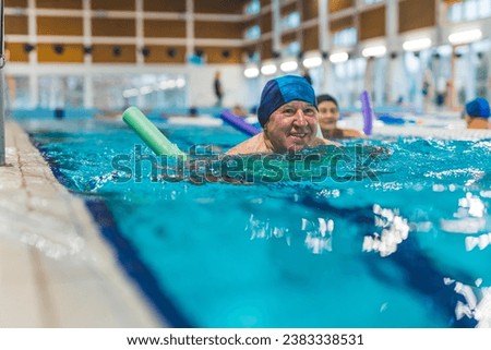 Similar – Image, Stock Photo Man swimming in turquoise natural bay