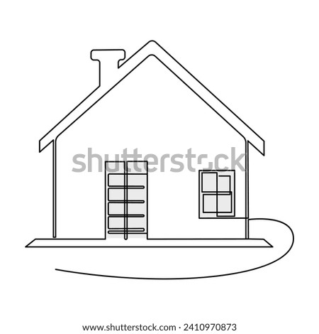 One-line continuous modern house architectural drawing and family home outline minimalist single-line art illustration