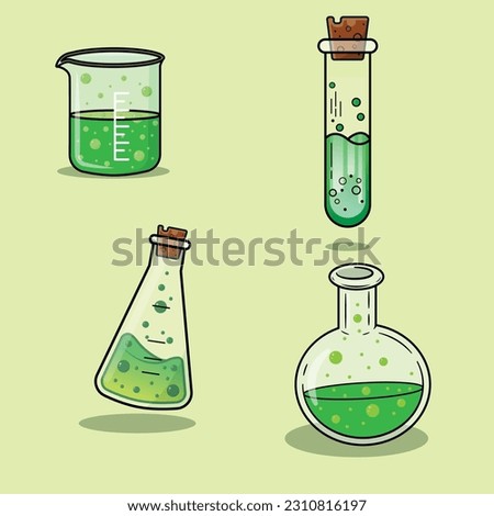 The Illustration of Bundle Chemical Flask
