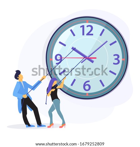 Stop time illustration. Turn the clock back. Go back in time . Return the past time