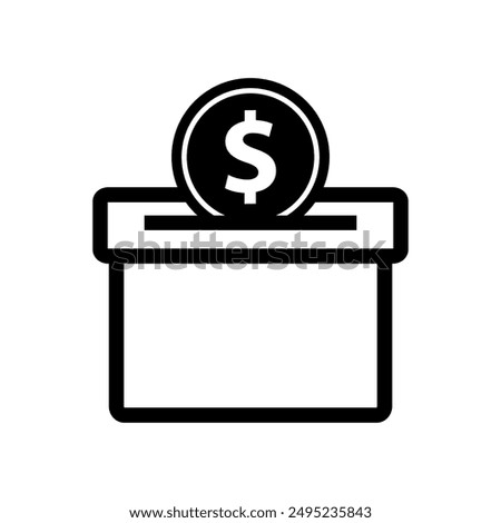 Money donation box icon. Charity, care, support, volunteer, investment concept. vector design isolated illustration on white background.