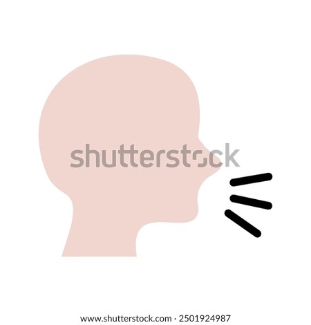 Sick human head side cough icon. Healthcare, disease symptom, illness, health problem concepts. Flat vector design isolated illustration.