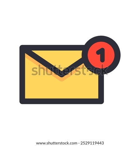 New message notification icon. Inbox notice symbol. Communication, reminder, receiving and sending email concept. Colored outline vector design illustration isolated on white background.