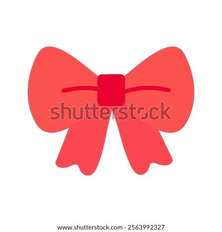 Red ribbon bow. Valentine's day, holiday celebration, love, romance, february concepts. Flat decorative vector design isolated illustration.