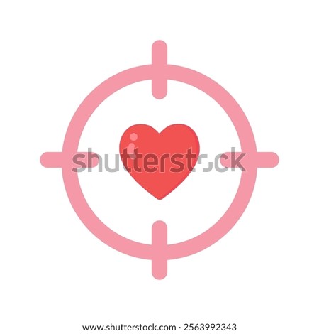 Heart target icon. Valentine's day, holiday celebration, love, romance, february concepts. Flat decorative vector design isolated illustration.