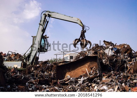 Industrial scrap metal recycling in junkyard. Foto d'archivio © 