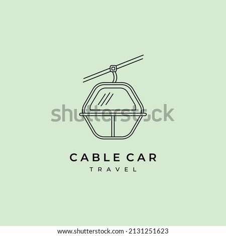 cable car icon line art logo symbol vector minimalist illustration design,