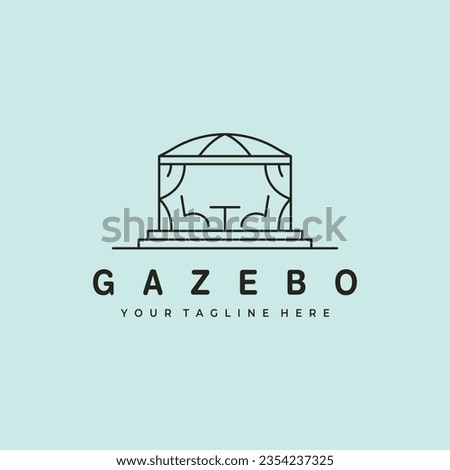 line art gazebo logo vector illustration design, pergola backyard icon vector design