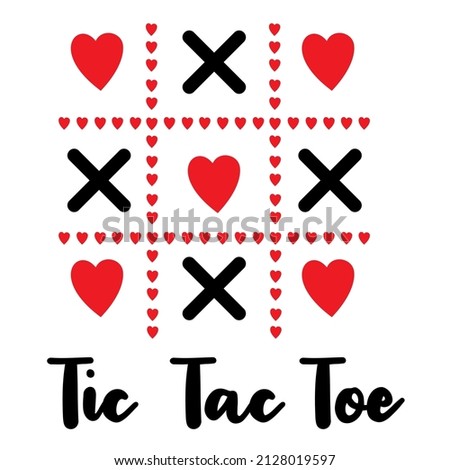 Valentine's Day card, Tic-tac-toe game with hearts