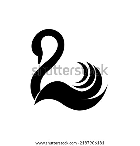 Silhouette of a swan on a white background