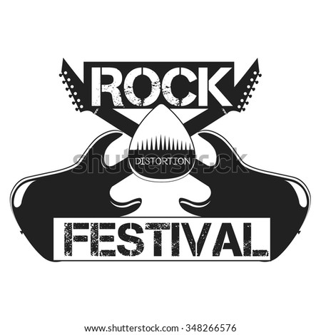 Rock Festival Label, Emblem, Vector Logo With An Electric Guitar With ...