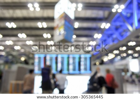 Abstract Blur Background : Passengers Looking To Flight Schedule With Bokeh